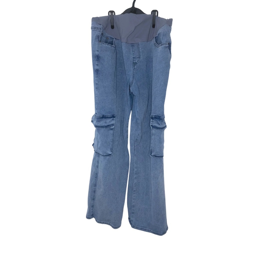 Blue Cargo Maternity Flare Jeans
